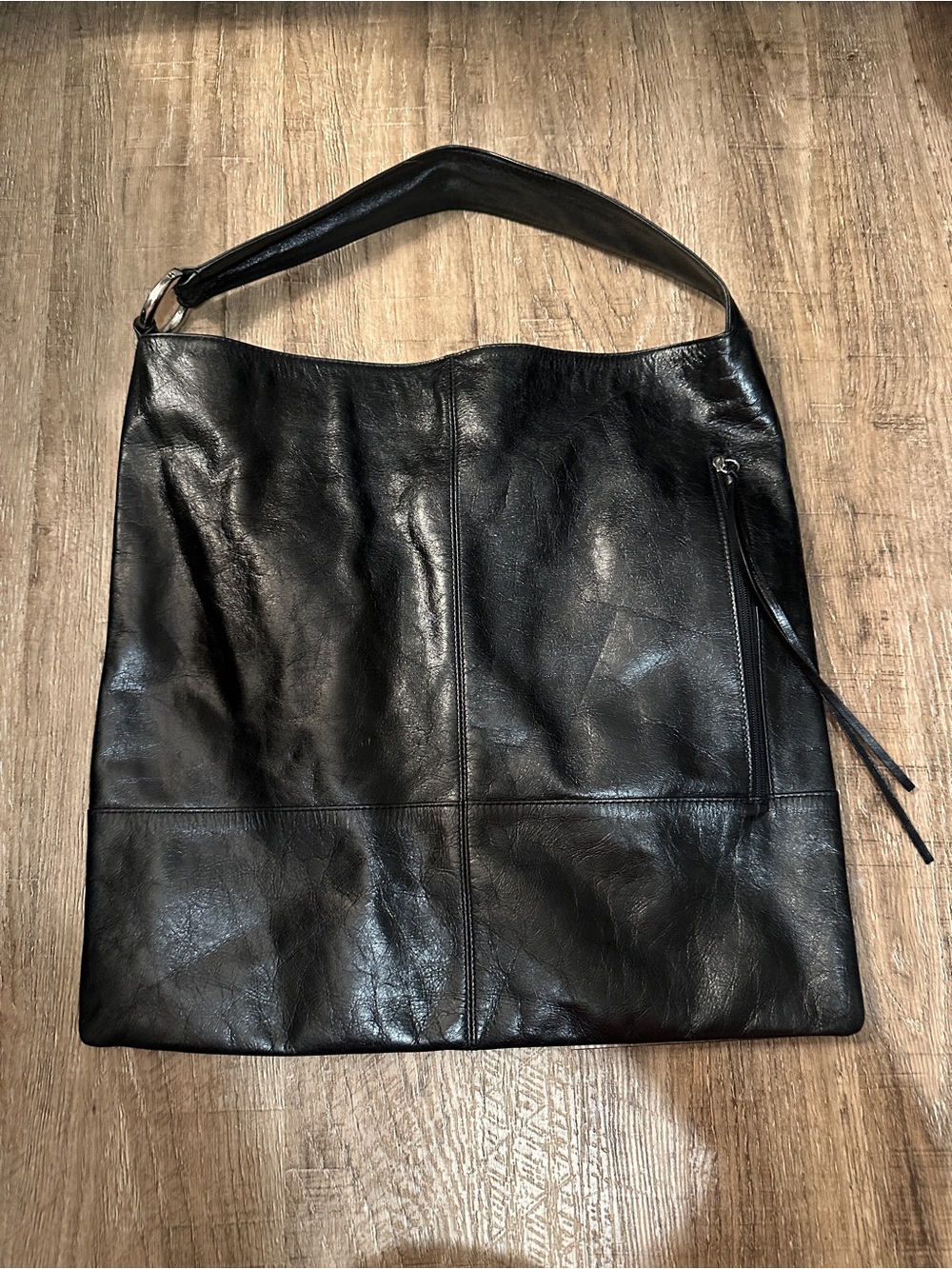 Vintage HOBO International Black Leather Quartered Hobo Bag